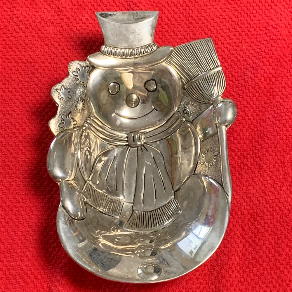 Silver plate Snowman Dish